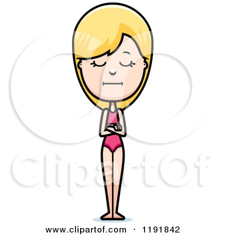 Cartoon of a Stubborn Woman in a Swimsuit - Royalty Free Vector Clipart by Cory Thoman