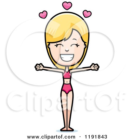 Cartoon of a Loving Woman in a Swimsuit - Royalty Free Vector Clipart by Cory Thoman