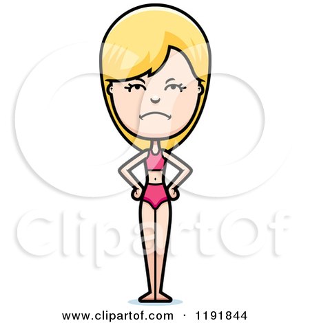 Cartoon of a Mad Woman in a Swimsuit - Royalty Free Vector Clipart by Cory Thoman