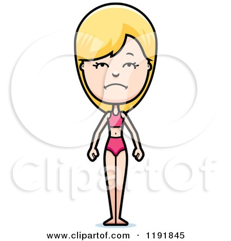Cartoon of a Depressed Woman in a Swimsuit - Royalty Free Vector Clipart by Cory Thoman