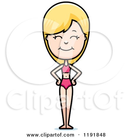 Cartoon of a Happy Woman in a Swimsuit - Royalty Free Vector Clipart by Cory Thoman