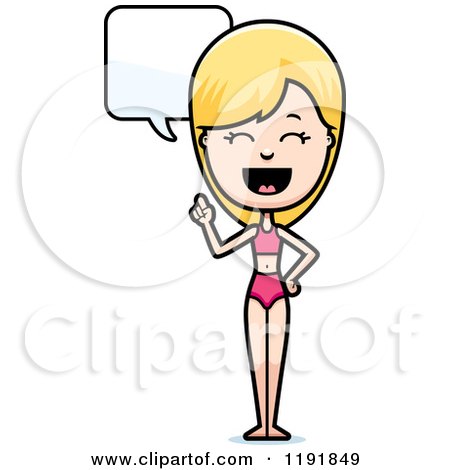 Cartoon of a Talking Woman in a Swimsuit - Royalty Free Vector Clipart by Cory Thoman