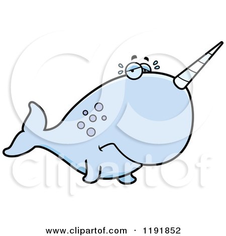 Cartoon of a Crying Narwhal - Royalty Free Vector Clipart by Cory Thoman