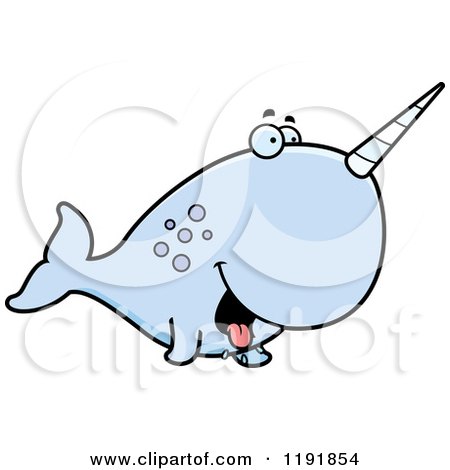 Cartoon of a Hungry Narwhal - Royalty Free Vector Clipart by Cory Thoman