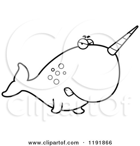 Cartoon of a Black and White Mad Narwhal - Royalty Free Vector Clipart by Cory Thoman