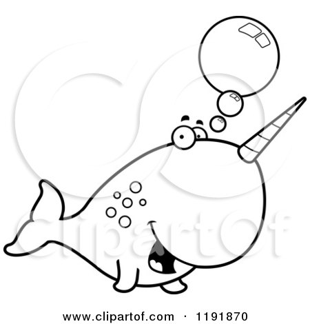 Cartoon of a Black and White Talking Narwhal - Royalty Free Vector Clipart by Cory Thoman