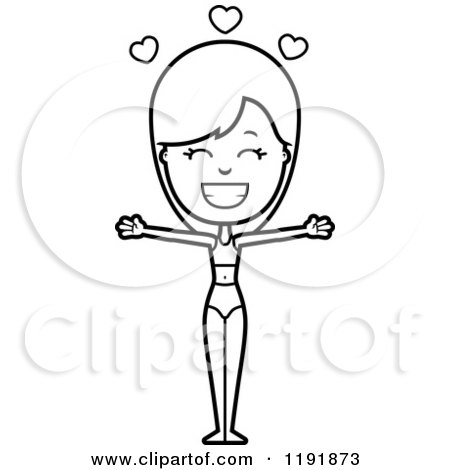 Cartoon of a Black and White Loving Woman in a Swimsuit - Royalty Free Vector Clipart by Cory Thoman