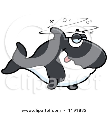 Cartoon of a Drunk Orca Killer Whale - Royalty Free Vector Clipart by Cory Thoman
