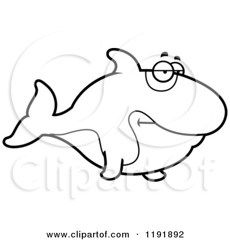 Cartoon of a Black and White Bored Orca Killer Whale - Royalty Free Vector Clipart by Cory Thoman