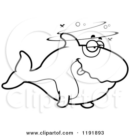 Cartoon of a Black and White Drunk Orca Killer Whale - Royalty Free Vector Clipart by Cory Thoman