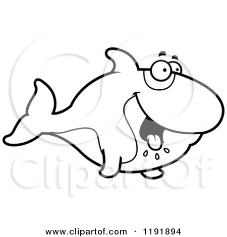 Cartoon of a Black and White Hungry Orca Killer Whale - Royalty Free Vector Clipart by Cory Thoman