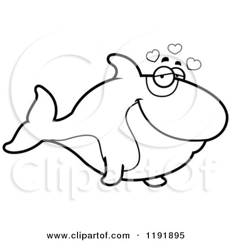 Cartoon of a Black and White Loving Orca Killer Whale - Royalty Free Vector Clipart by Cory Thoman