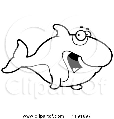 Cartoon of a Black and White Scared Orca Killer Whale - Royalty Free Vector Clipart by Cory Thoman