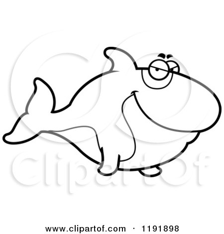 Cartoon of a Black and White Sly Orca Killer Whale - Royalty Free Vector Clipart by Cory Thoman