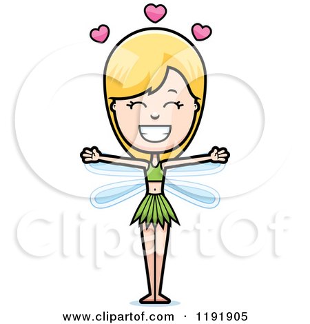 Cartoon of a Loving Fairy Wanting a Hug - Royalty Free Vector Clipart by Cory Thoman