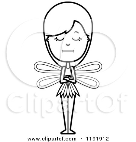 Cartoon of a Black and White Stubborn Fairy - Royalty Free Vector Clipart by Cory Thoman