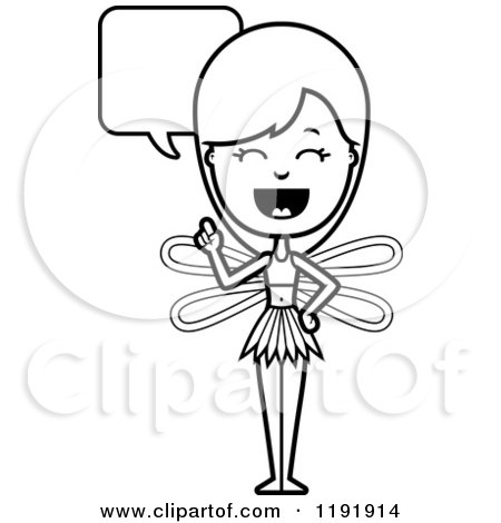 Cartoon of a Black and White Talking Fairy - Royalty Free Vector Clipart by Cory Thoman