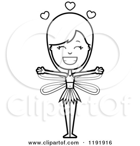 Cartoon of a Black and White Loving Fairy Wanting a Hug - Royalty Free Vector Clipart by Cory Thoman