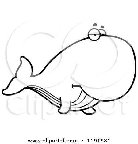 Cartoon of a Black and White Bored Whale - Royalty Free Vector Clipart by Cory Thoman