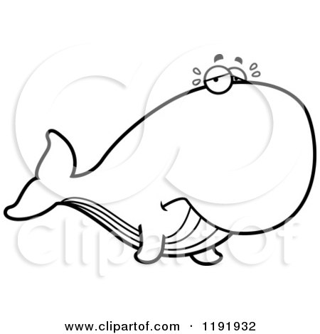Cartoon of a Black and White Crying Whale - Royalty Free Vector Clipart by Cory Thoman