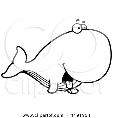 Cartoon of a Black and White Hungry Whale - Royalty Free Vector Clipart by Cory Thoman