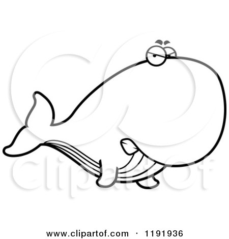 Cartoon of a Black and White Mad Whale - Royalty Free Vector Clipart by Cory Thoman