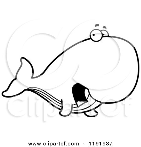 Cartoon of a Black and White Scared Whale - Royalty Free Vector Clipart by Cory Thoman