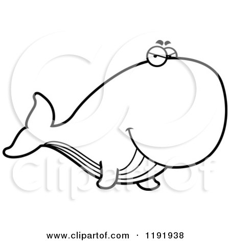 Cartoon of a Black and White Sly Whale - Royalty Free Vector Clipart by Cory Thoman