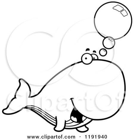 Cartoon of a Black and White Talking Whale - Royalty Free Vector Clipart by Cory Thoman