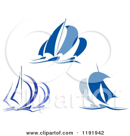 Clipart of Blue Regatta Sailboats 8 - Royalty Free Vector Illustration by Vector Tradition SM