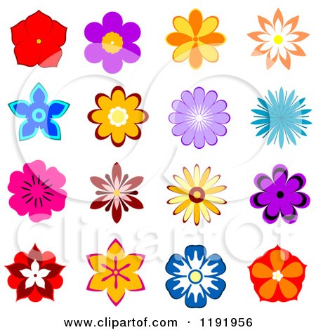 Clipart of Colorful Flowers - Royalty Free Vector Illustration by Vector Tradition SM