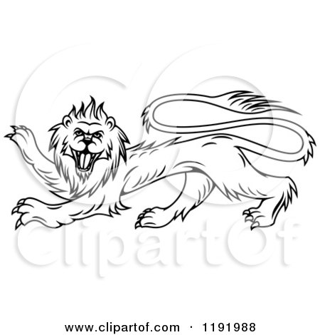 Clipart of a Black Heraldic Lion in Profile - Royalty Free Vector Illustration by Vector Tradition SM