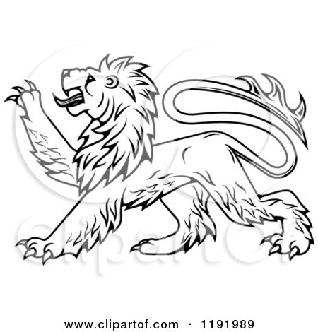 Clipart of a Black Heraldic Lion in Profile 3 - Royalty Free Vector Illustration by Vector Tradition SM