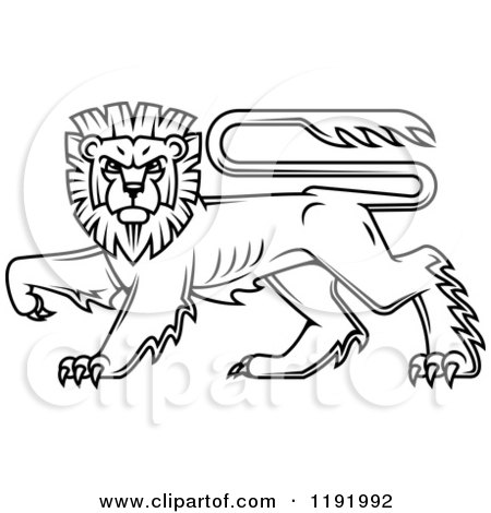 Clipart of a Black Heraldic Lion in Profile 2 - Royalty Free Vector Illustration by Vector Tradition SM