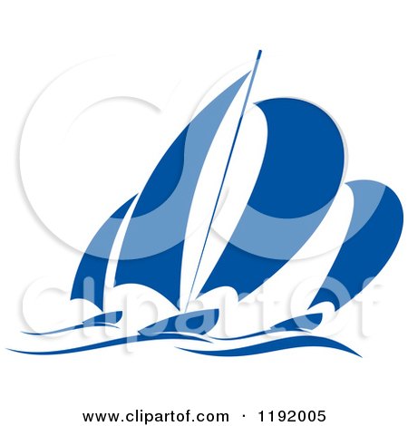 Clipart of Blue Regatta Sailboats 4 - Royalty Free Vector Illustration by Vector Tradition SM