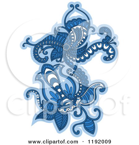 Clipart of a Blue Floral Design Element 2 - Royalty Free Vector Illustration by Vector Tradition SM