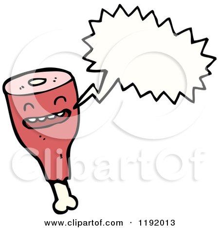 Cartoon of a Leg of Ham Speaking - Royalty Free Vector Illustration by lineartestpilot