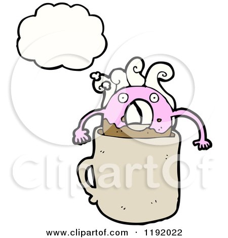 Cartoon of a Pink Donut Dunked in Coffee - Royalty Free Vector Illustration by lineartestpilot