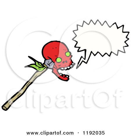 Cartoon of a Skull on a Spear - Royalty Free Vector Illustration by lineartestpilot