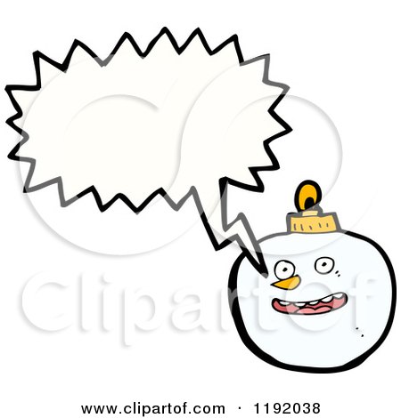 Cartoon of a Snowman Christmas Ornament Speaking - Royalty Free Vector Illustration by lineartestpilot