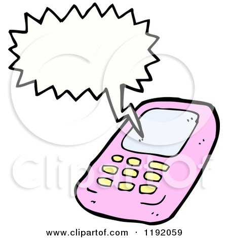 Cartoon of a Pink Cell Phone - Royalty Free Vector Illustration by lineartestpilot