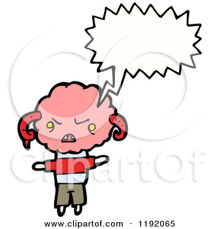 Cartoon of an Angry Cloud Person Speaking - Royalty Free Vector Illustration by lineartestpilot