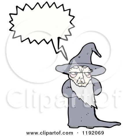 Cartoon of a Wizard Speaking - Royalty Free Vector Illustration by lineartestpilot