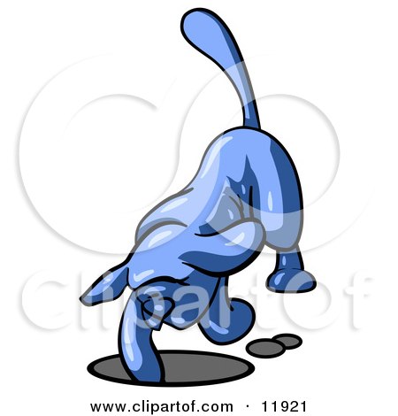 Blue Tick Hound Dog Digging a Hole Clipart Illustration by Leo Blanchette