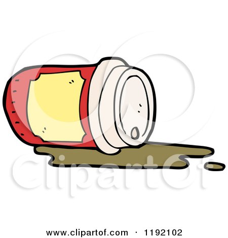 Cartoon of a Spilled Styrafoam Coffee Cup - Royalty Free Vector Illustration by lineartestpilot