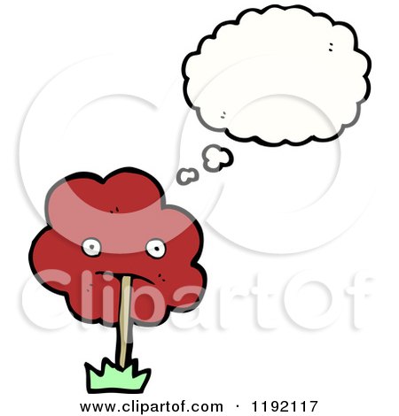 Cartoon of a Red Flower - Royalty Free Vector Illustration by lineartestpilot