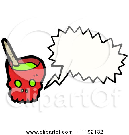 Cartoon of a Skull Bowl with Slime Speaking - Royalty Free Vector Illustration by lineartestpilot