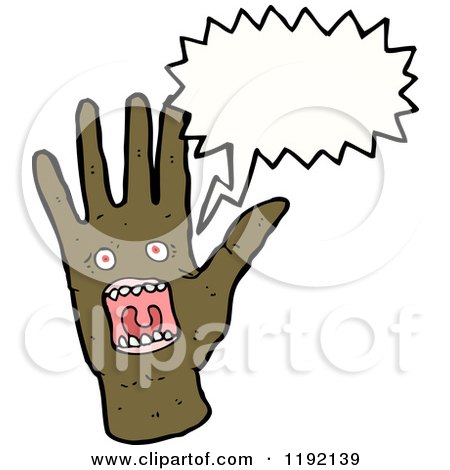 Cartoon of a Hand with a Face on the Palm - Royalty Free Vector Illustration by lineartestpilot
