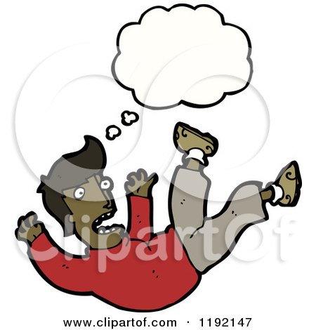 Cartoon of an African American Man Falling Thinking - Royalty Free Vector Illustration by lineartestpilot