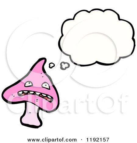 Cartoon of a Toadstool Thinking - Royalty Free Vector Illustration by lineartestpilot